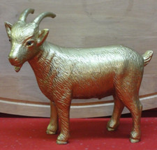Geißbock Figur Deko Ziege Köln Tierfigur Skulptur mit Augen Ziegenbock Gold