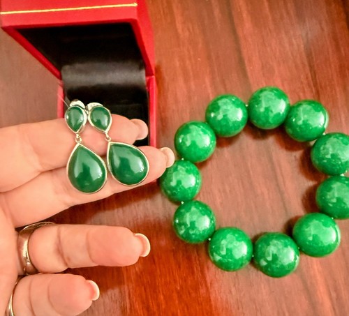 Set grüner jade ohrringe und - set,