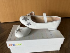 GEOX Respira Ballerina KommunionSchuhe Gr.34 weiß Silber Stern Glitzer Top!