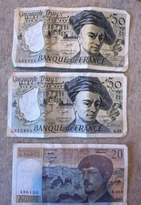 Banque de France Geldscheine Cinquante Vingt Francs