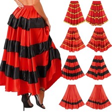 DE Damen Flamenco Rock Lang Tanzrock Bauchtanz Rock Hohe Taiile 720 GradMaxirock