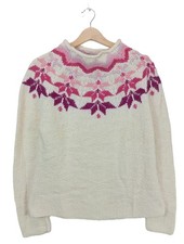 HIGH SIERRA Grobstrickpullover Damen Pullover Gr. DE 40 wollweiß-pink