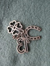 Silber Anhänger Glücksbringer 13 Kleeblatt Hufeisen,alt