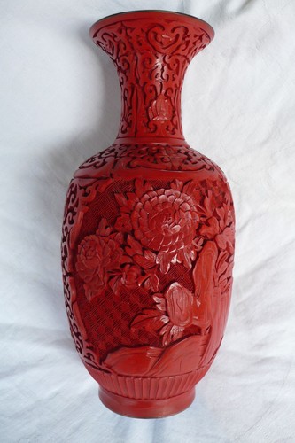Schnitzlack vase rot - schnitzlack, vase,rot,china