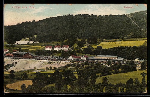 Ansichtskarte elm bahnhof - ansichtskarte, elm,