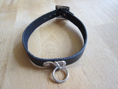 Leder halsband mit ring - halsband,