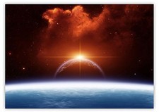 XXL Poster 100 x 70cm Sternenhimmel Sonne Mond Erde All Weltraum Planet Horizont