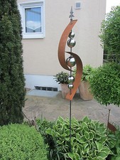 Gartenstecker Rost Skulptur Edelstahlkugel Stele Edelstahl Gartendeko Nr.16