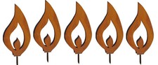 Rost Deko 5x Flammen GEWINDE Metall Gartendeko Weihnachtsdeko GH 13 cm Edelrost