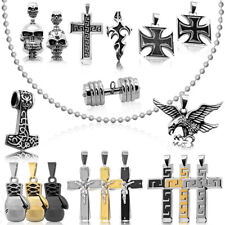 SET Kugelkette + Anhänger Halskette Edelstahl Herren Kreuz Thorhammer Totenkopf