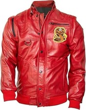 Johnny Lawrence Cobra Kai bestickt rot The Karate Kid Cosplay Bomberjacke