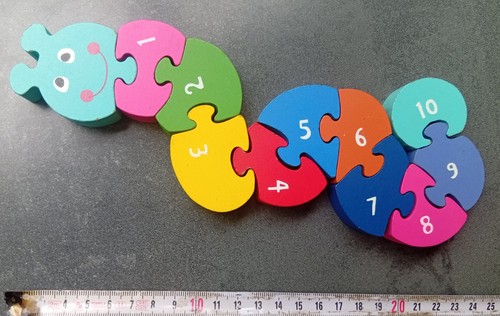 Holzpuzzle raupe mit zahlen - holzpuzzle,