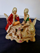 barockes Pärchen mit Brettspiel und Hund - Gräfenthal Porzellan
