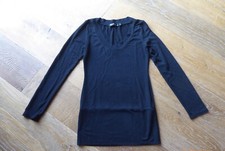 Pulli ReDial lang schwarz Gr. S / M Langarm breiter Bund Rücken Motiv Strass Ste