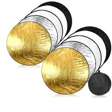 2x 5 in 1 Falt-Reflektor Ø 110 cm, runder Licht-Reflektor in fünf Farben