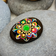 Mandala Stein, bunt, Glücksbringer, Deko, Naturstein vom Bodensee, Einzelstück