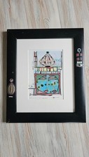 Bild von Hundertwasser mit kunstvollen Rahmen. Leichte Gebrauchsspuren.