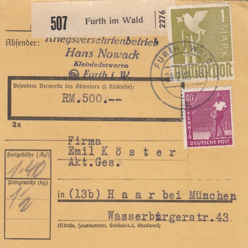 Paketkarte 1948
