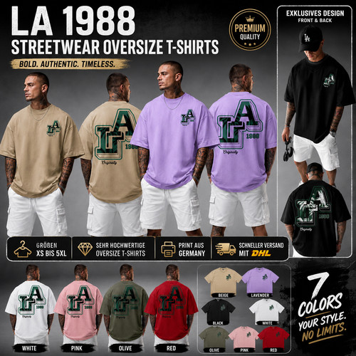 Herren oversize shirt la - t-shirt,