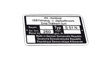 Rahmenplakette Typenschild