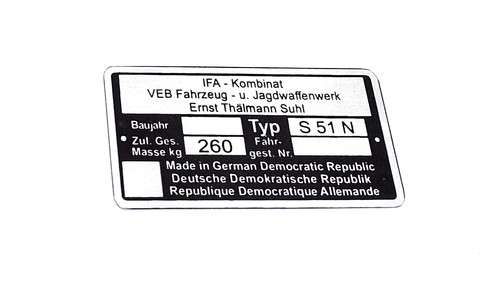 Rahmenplakette typenschild - rahmenplakette,
