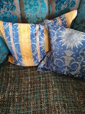 Exklusives Kissen Set von DOMICIL mit Inlay 50 x 40 und 40 x 40 in blau/gelb