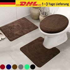 3Teiligs Badgarnitur Badezimmer Rutschfest Matte Bade Matte Vorleger Teppich