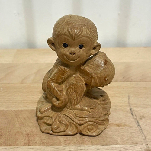 Holzfigur affe braun - holzfigur,