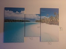Wandbild 3-teilig – Strand Palmen Meer Leinwand Panorama