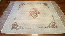 Bettüberwurf Tagesdecke true vintage weiß rosa grün 230x210cm Stepp Volant