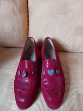 1 Paar  Designer Damen Schuhe , Größe 5/37,  Leder, außen weinrot, Futter beige.