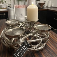 Concord Home & Interior Adventskranz silbernes Metall schwer 4 flammig wie Fink