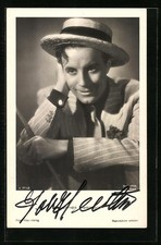 AK Schauspieler Johannes Heesters mit Strohhut, mit original Autograph 