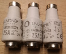3x DIAZED Sicherungen 25 A