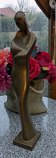 Madonna / Maria mit Kind Skulptur Bronze Kupfer farbig