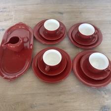 Friesland Germany Ceracron Geschirr Set rot Melitta Tasse Teller Schale Set
