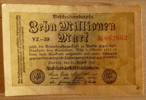 Millionen mark 10 1923 - millionen, 1.10.1923