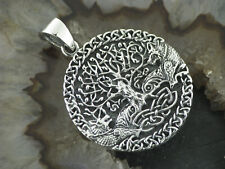 Kettenanhänger Baum des Lebens Silber 925 Lebensbaum Weltenbaum Medaillon Wolf