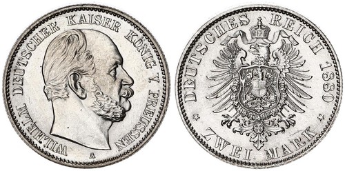 Preußen mark 1880 wilhelm - 2, a