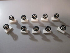 Lego; 10 x; Lenkstand; Lenker; Lenkrad; 3829; (B); weiß- schwarz