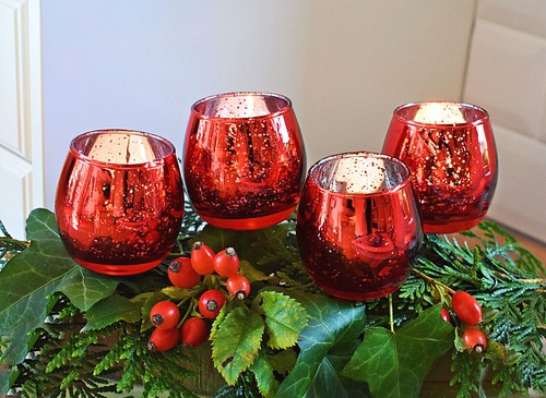 Teelichtstecker glas rot - ❀,