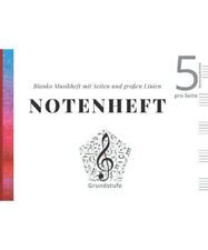 Notenheft A5+ quer | Blanko Musikheft mit 110 Seiten und großen Linien | Grunds