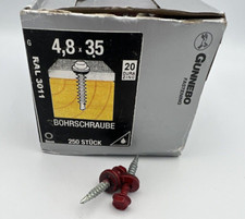 Trapezblech- / Bohrschraube Ø 4,8x35 / 250Stk / SW8/ RAL3011 Braunrot+