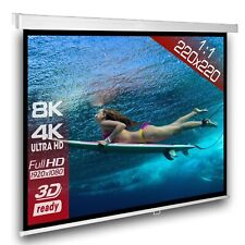 1:1 Slenderline Heimkino Beamer Rolloleinwand 220 x 220 (214x214)cm HDTV 3D 120"