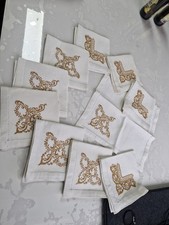 wunderschöne alte LEINEN ? Servietten 20er30er Jahre Hohlsaum Stickerei 10 Stück