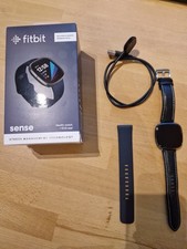 Fitbit Sense 40, 48mm Aluminiumgehäuse-Graphit mit Lederarmband (GPS)