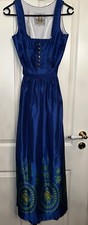 Wenger Austrian Style Dirndl Tracht Kleid Gr. 36 Blau Royalblau Gelb Grün Blumen