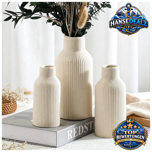Keramikvase beige stück - beige, 3