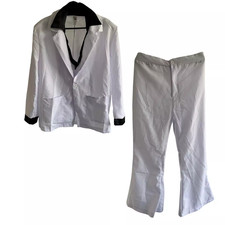 Kostüm 1970er Retro Elvis Jahre Anzug Weiß Jacke mit Mock, Smiffy's, L