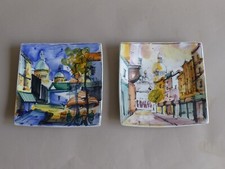 2 WAND TELLER  ITALY Majolika